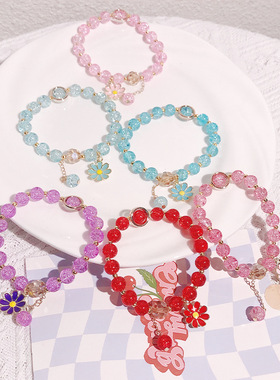 学生水晶手链爆花串珠简约百搭太阳花朵送闺蜜小邹菊手串饰品