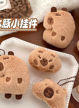 新款可爱毛绒公仔挂件少女卡通玩偶挂饰挂链小号豚鼠胸针饰品