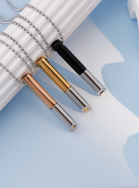 冥想正念吊坠多拼色调节呼吸解压饰品不锈钢项链配饰圆筒口哨