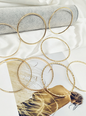 ins小众设计手镯女手饰品网红细圈多环镀银闭口镯子经典复古手环