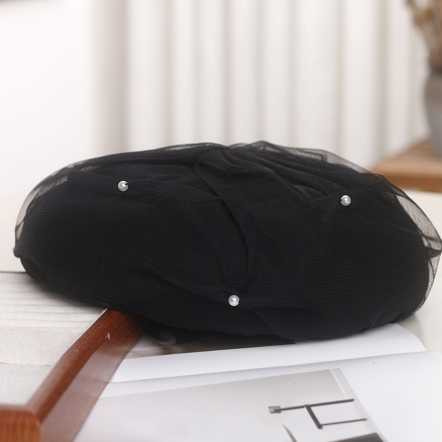 香港潮牌韩版优雅网纱珍珠羊毛贝雷帽子女秋冬复古蓓蕾帽显脸小气,淘宝优惠券,粉丝福利购,淘宝优惠卷