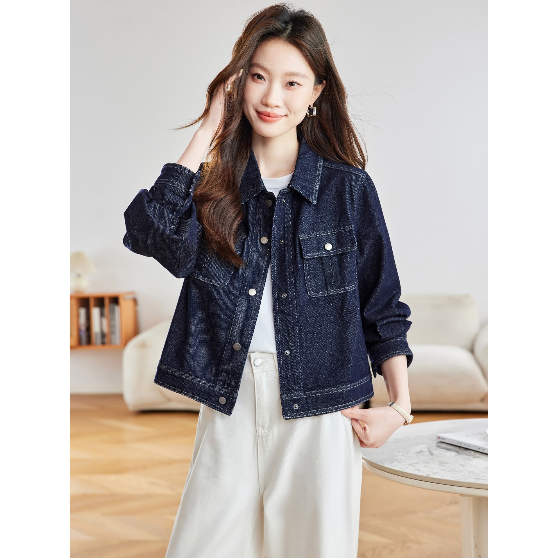 香港潮牌棉茧 韩系短款水洗牛仔外套衬衣女2025新款春秋季复古衬,淘宝优惠券,粉丝福利购,淘宝优惠卷