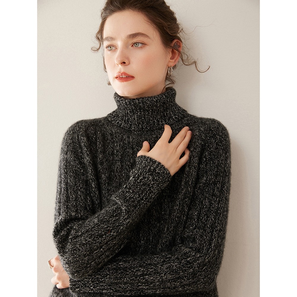 香港潮牌2025秋冬新款山羊绒衫女三股花纱高领加厚宽松针织打底保,淘宝优惠券,粉丝福利购,淘宝优惠卷