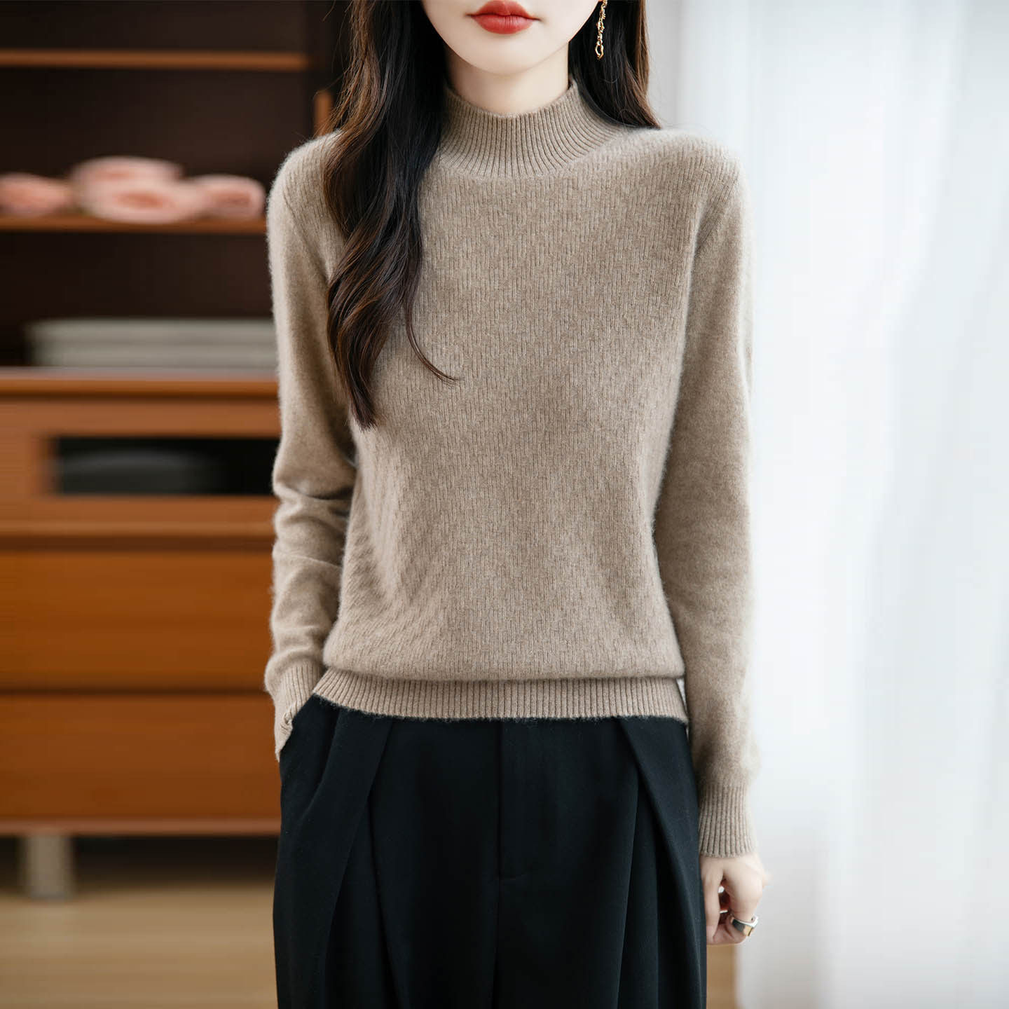 香港潮牌2025秋冬新款半高领套头100纯羊毛衫女宽松内搭针织保暖,淘宝优惠券,粉丝福利购,淘宝优惠卷