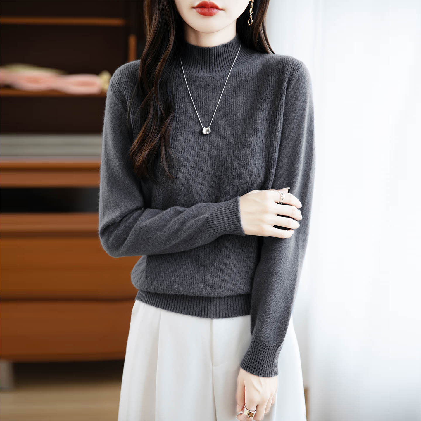 香港潮牌2025秋冬新款半高领套头100纯羊毛衫女宽松内搭针织保暖,淘宝优惠券,粉丝福利购,淘宝优惠卷