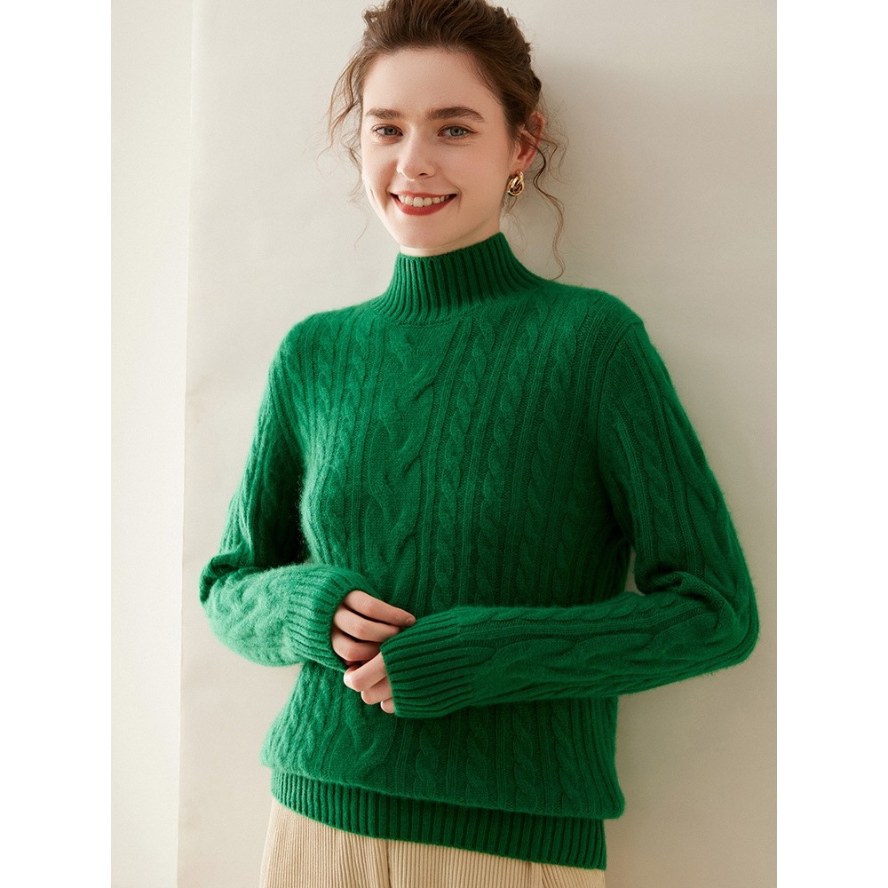 香港潮牌秋冬新款三股加厚半高领山羊绒衫女宽松针织打底绞花毛衣,淘宝优惠券,粉丝福利购,淘宝优惠卷