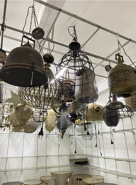 美式仿古风镂空吊灯工艺品