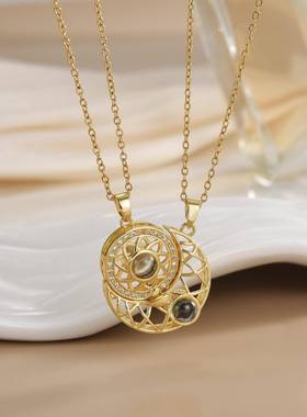 闺蜜小挂件二人磁吸情侣项炼友谊见证太阳月亮蝴蝶海豚毕业礼物高