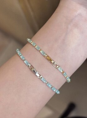 古着雾海浅蓝锆石手链女小众高级感精致百搭气质简约春夏通勤手饰