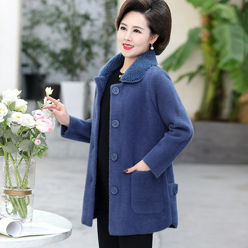 五十岁妈妈秋装洋气仿水貂绒外套 淑音中老年女装