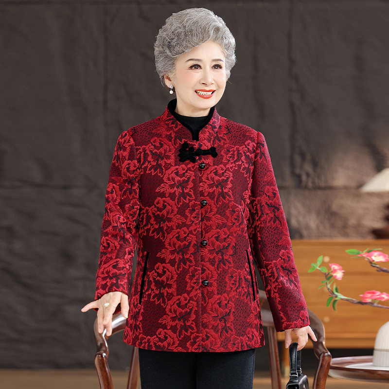 恒源祥奶奶秋冬棉袄唐装外套老年人妈妈秋冬加厚呢子国风70岁80婆,淘宝优惠券,粉丝福利购,淘宝优惠卷