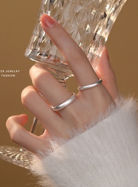 S999足银简约砂面情侣戒指素圈纯银对戒天生一对情人节七夕送礼物