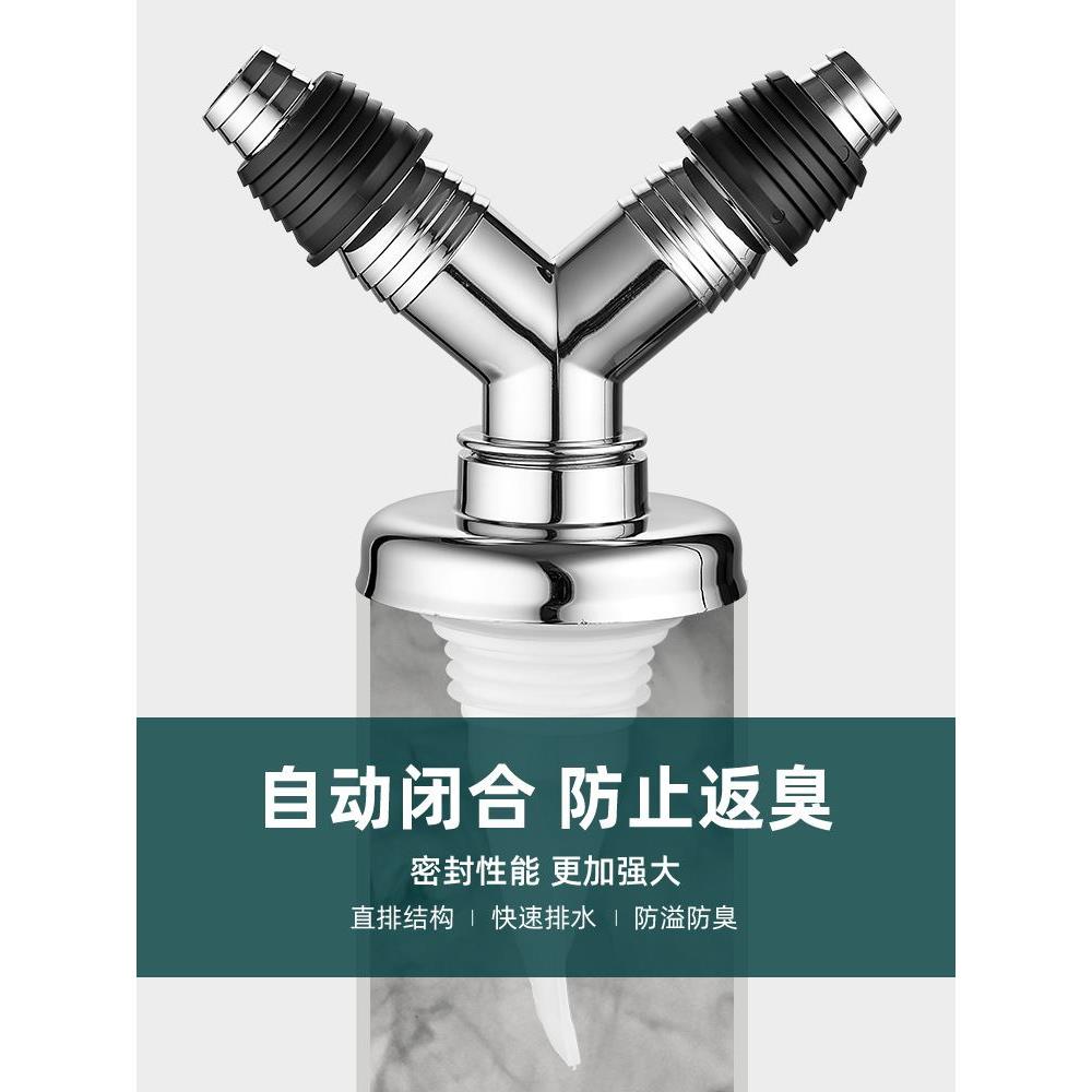 洗衣机地漏专用接头排水管下水道防臭防溢水器卫生间三通盖厨房