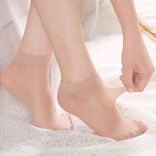 简约水晶丝袜女夏季超薄短筒隐形肤色耐磨耐穿女士短袜 - 图3