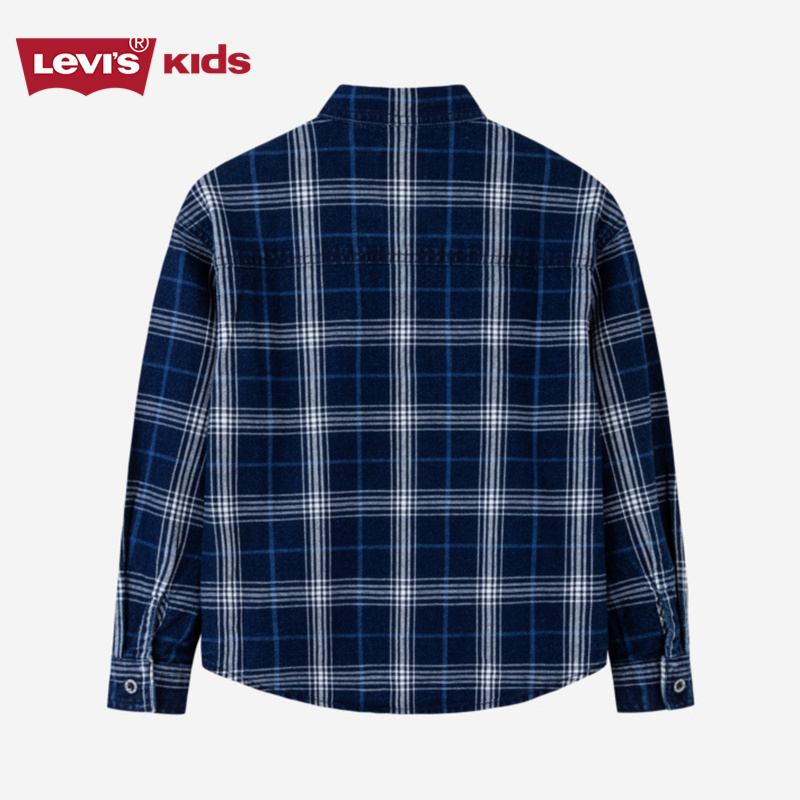 Levi's李维斯童装格子衬衫23秋季新品经典格纹立领外套薄款上衣潮 - 图0