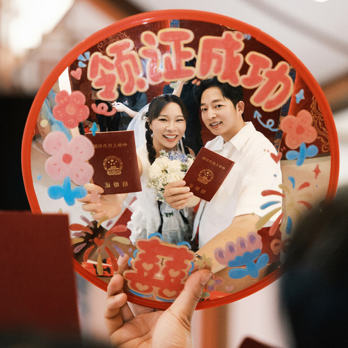 结婚搞怪diy凹凸镜广角镜放大哈哈镜彩绘转角镜镜面摆件拍照道具 - 图1