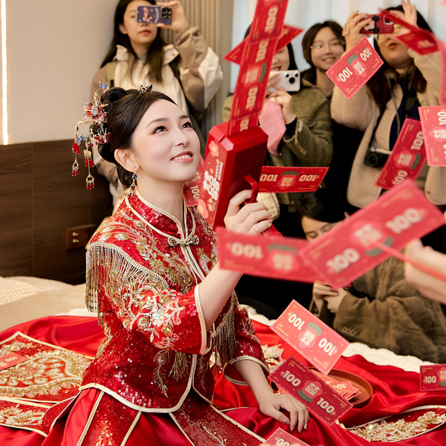 接亲游戏喷钱枪整蛊新郎道具筷子夹喜钞创意婚房结婚氛围卡片用品 - 图0