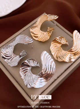 银针金属夸张几何耳环欧美小众冷淡风耳钉时尚高级感气质耳饰