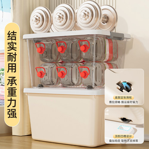 收纳箱家用衣服玩具零食书本大容量加厚塑料手提带盖储物盒整理箱 - 图3