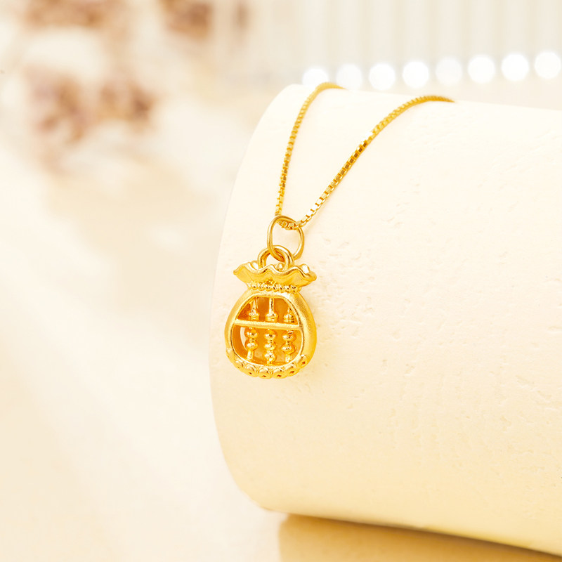 love＆love福袋算盘吊坠足金999黄金挂坠颈饰锁骨项链送女友礼物