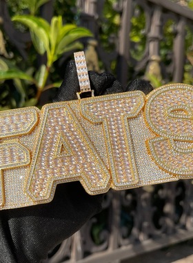 【ICEJAG】嘻哈铜镶锆石定制字体DIY字母拼接吊坠男女同款项链