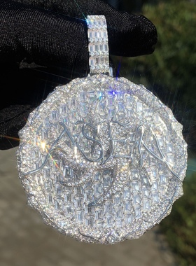 【艾志恒Asen】“小镇传奇”艾志恒Asen同款方钻中号圆饼嘻哈项链