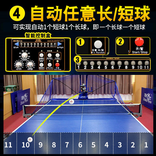 双鱼E8自动发球机乒乓球家用专业训练器兵乓球发球机落地式发球器 - 图3