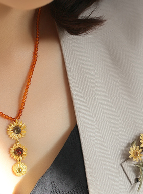 向日葵珍珠项链女轻奢小众