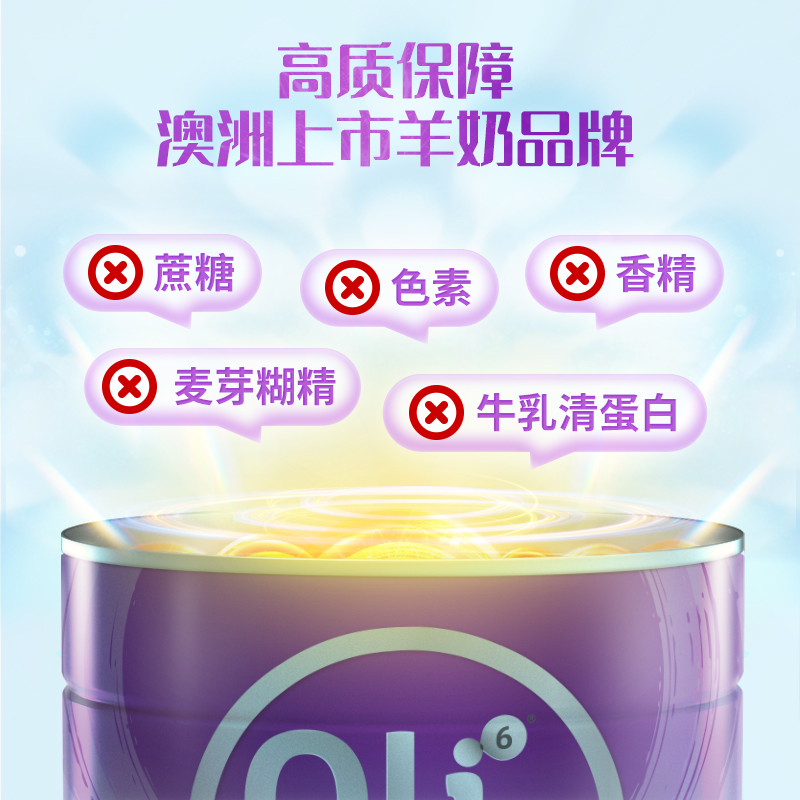 澳6小羊罐 Oli6/颖睿亲和乳元HMO婴幼儿配方羊奶粉1段800g*6进口_奶粉_辅食_营养品_零食 第1张