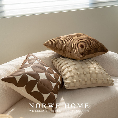 法式抱枕侘寂风高级靠枕现代简约客厅norwe棕色组合床头沙发意式 - 图1