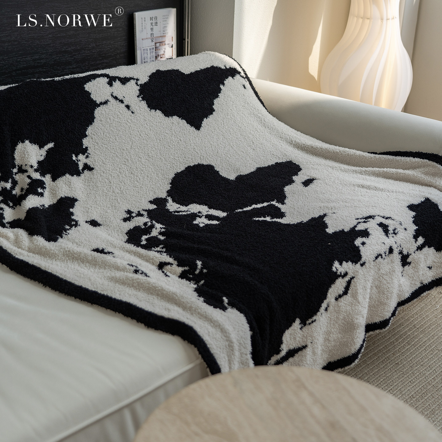 毛毯黑白轻奢复古沙发装饰毯被样板房空调午睡盖腿毯半边绒毯子,淘宝优惠券,粉丝福利购,淘宝优惠卷