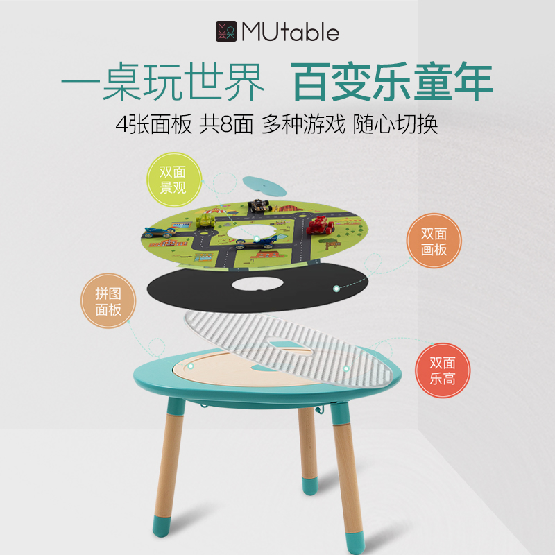MUtable儿童游戏桌多功能学习桌乐高桌子积木玩具宝宝桌家用写字 - 图0