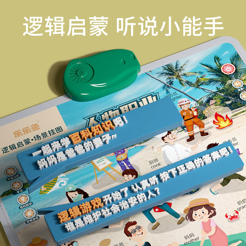 乐乐鱼逻辑思维挂图儿童有声幼儿园语音动物发声启蒙认知神器玩具,淘宝优惠券,粉丝福利购,淘宝优惠卷