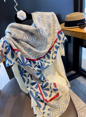 【正品】Coor Koor蓝色冰花~围巾女外搭棉麻丝巾旅游防晒遮阳长披