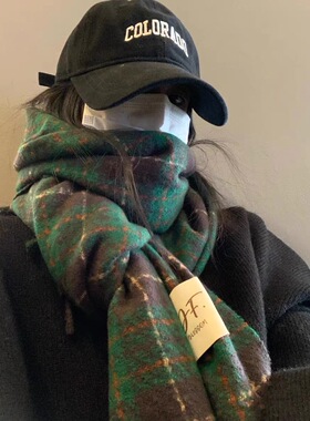 CoorKoor山羊绒围巾复古格子保