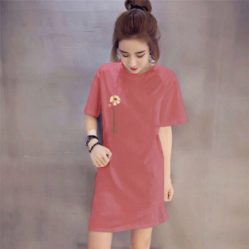 Летняя одежда для беременных, хлопковая футболка с коротким рукавом, длинное модное платье, средней длины