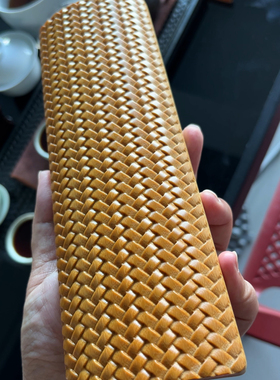 老玉竹清刀编织纹臂搁 满工茶则文玩收藏送礼