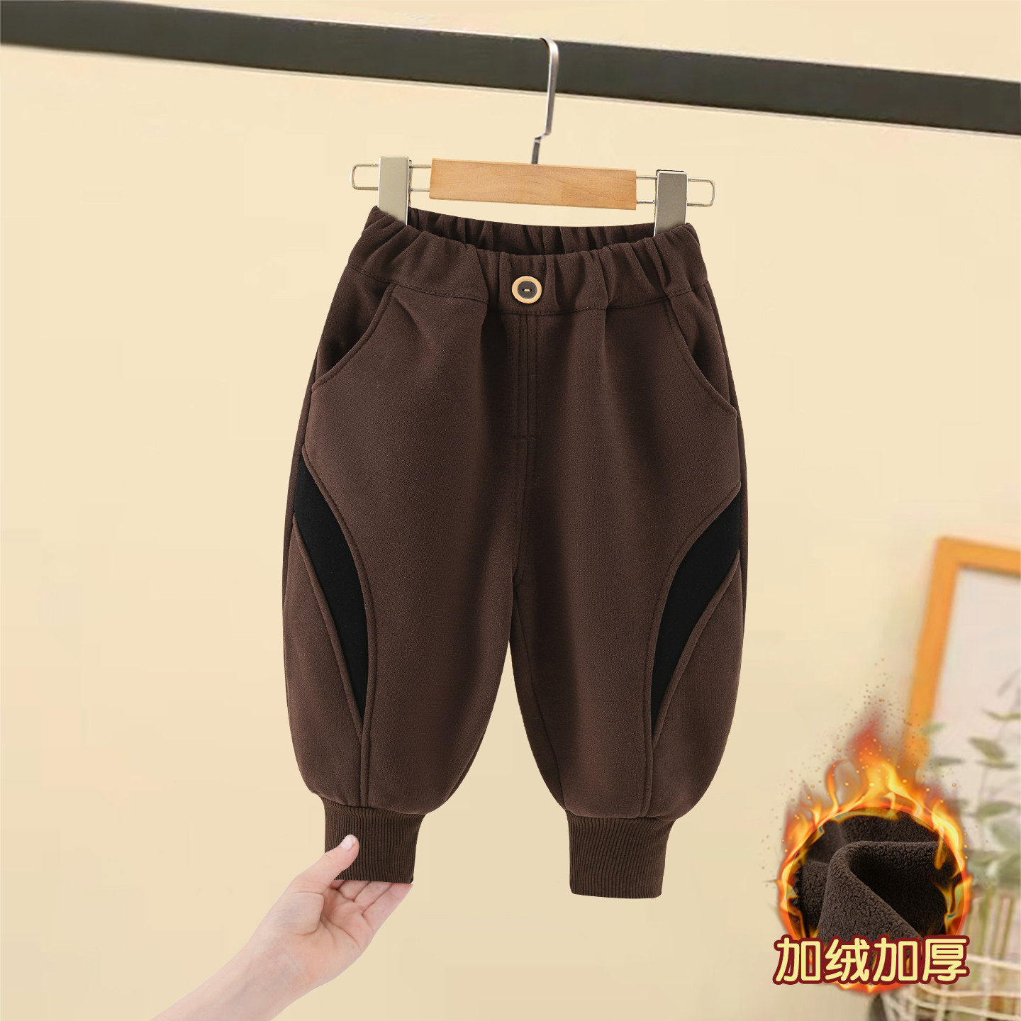 男童加绒裤子秋冬款儿童加厚一体绒卫裤小男孩宝宝保暖休闲运动裤,淘宝优惠券,粉丝福利购,淘宝优惠卷