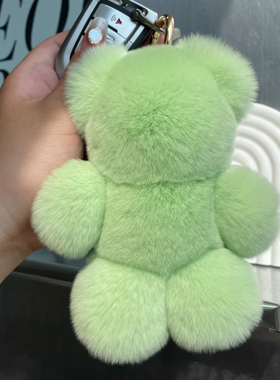 真獭兔毛可爱小熊包包挂件