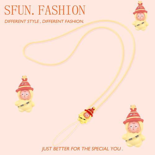 星星人手机挂脖硅胶长挂绳耳机挂件钥匙u盘ccd相机链饰可爱工牌带 - 图0