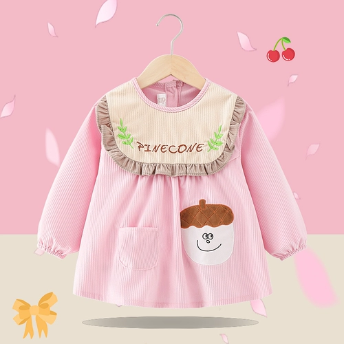 Демисезонный фартук для девочек, термобелье, милый детский водонепроницаемый нагрудник для еды, в западном стиле, анти-грязь, сзади на завязках