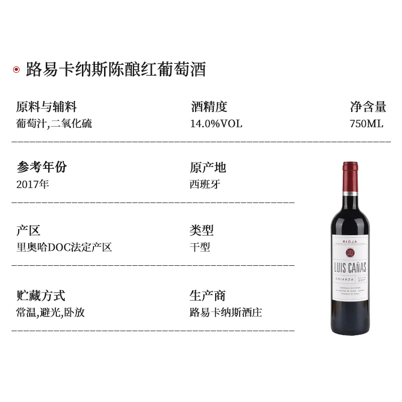 路易卡纳斯珍藏/陈酿红葡萄酒LuisCanas Reserva Rioja DOC西班牙 - 图2