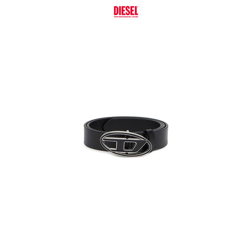 [经典]DIESEL女士OVAL D LOGO黑色皮带腰带X09716P1245 - 图0