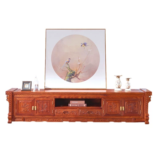 Национальный стандартный махогановый телевизионный шкаф Hedgehog Rosewood Floor Sainet Новая китайская живая мебель Комбинированная контейнер четыре сезона цветы и телевидение
