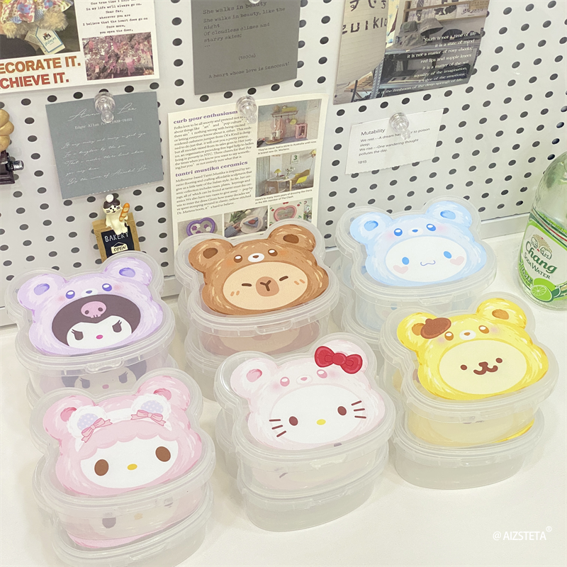 少女心三丽鸥PP收纳盒纯色带盖吧唧防尘盒咕卡多功能整理收纳盒 - 图2