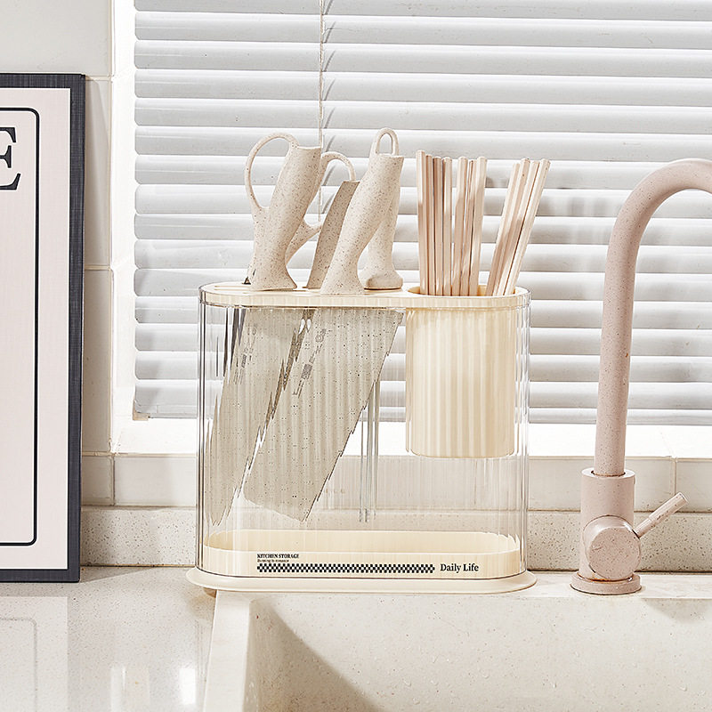 厨房收纳奶油风高颜值刀架砧板一体架锅盖架刀叉筷子笼刀具置物架,淘宝优惠券,粉丝福利购,淘宝优惠卷