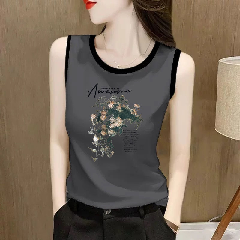 外贸原单女装纯棉无袖背心吊带女百搭印花内搭宽松休闲上衣打底衫,淘宝优惠券,粉丝福利购,淘宝优惠卷
