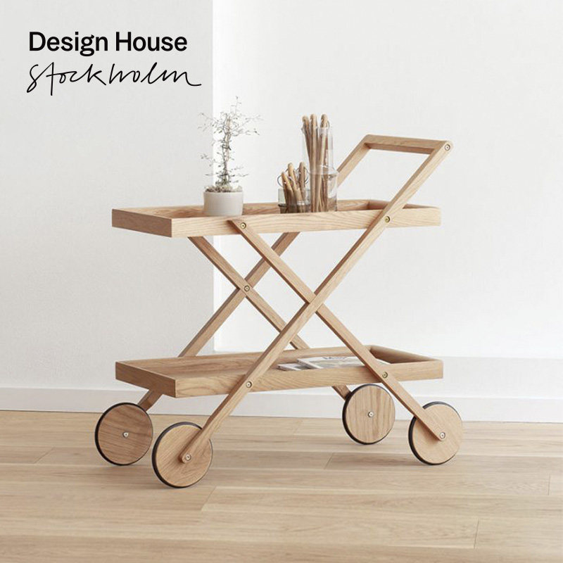 瑞典Design House进口实木移动边几小推车客厅沙发双层手推餐边车,淘宝优惠券,粉丝福利购,淘宝优惠卷