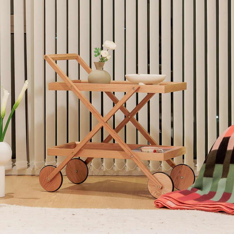 瑞典Design House进口实木移动边几小推车客厅沙发双层手推餐边车,淘宝优惠券,粉丝福利购,淘宝优惠卷