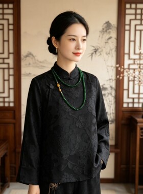 红依新中式天然石绿色长款毛衣链